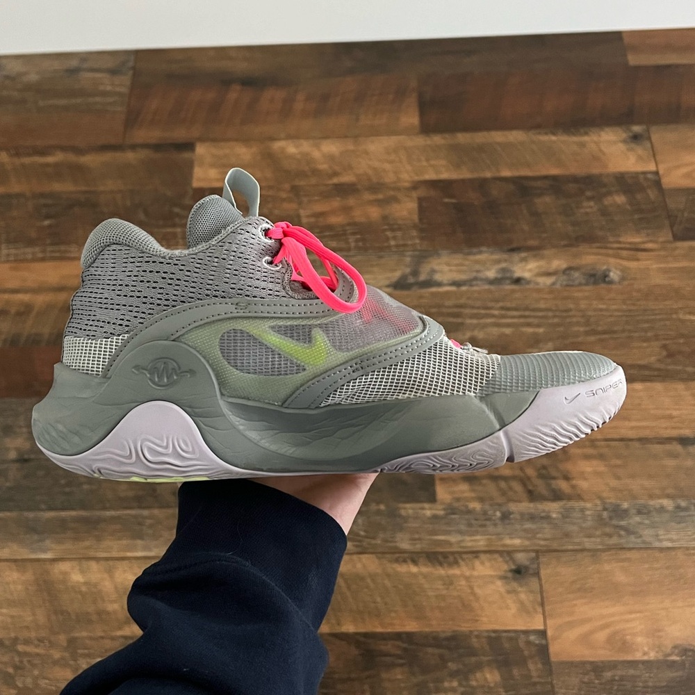 Nike Gray Athletic Shoes with Pink Laces and Lime Accents - Picture 9 of 12